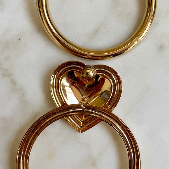 Vintage 80s Marbled Heart & Hoop Earrings - Picture 5 of 5